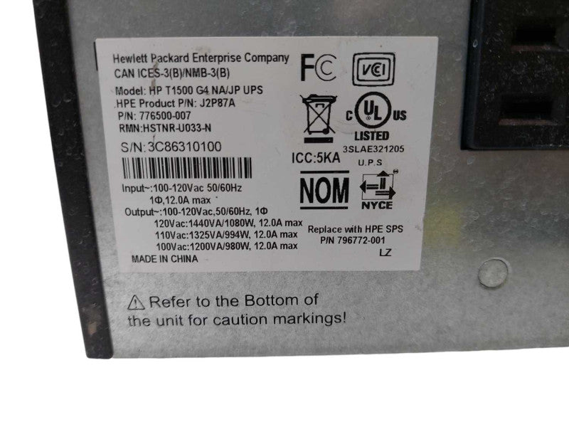 HP Backup UPS Battery Model: HP T1500 G4 NA/JP UPS  â