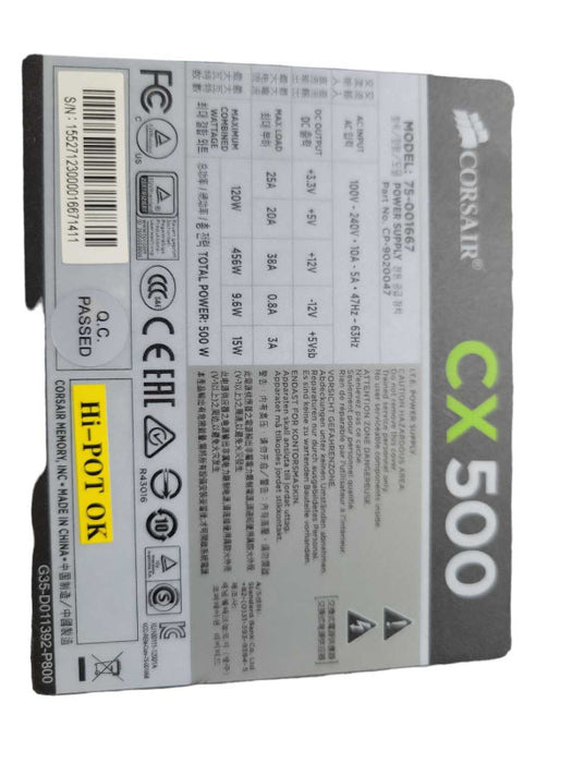 Corsair CX500 - 500W Non-Modular PSU %