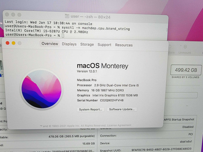 Apple Macbook Pro 2015 13\\" Core i5-5287U @ 2.9GHz 16GB DDR3 500GB SSD [Read] (
