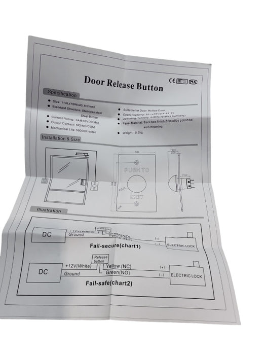 Door release button/Exit Button- Generic Brand &