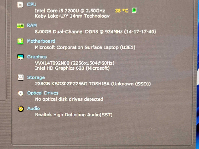 Microsoft Surface Pro 1769, Core i5-7200U 2.5GHz, 8GB, 256GB SSD w/ Power ada _