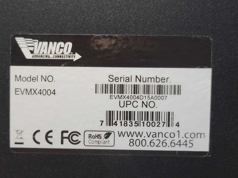 Vanco EVMX4004 Evolution HDBaseT 4x4 Matrix Selector Switch _