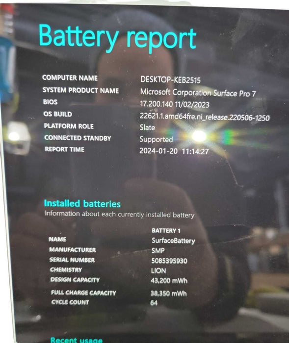 Surface Pro 7 1866 i7-1065G7 @1.30Ghz 16GB 256GB SSD !