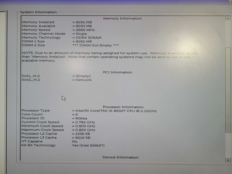 Dell OptiPlex 5060 USFF | i5-8500T @ 2.10GHz 8GB DDR4 256GB M.2 !