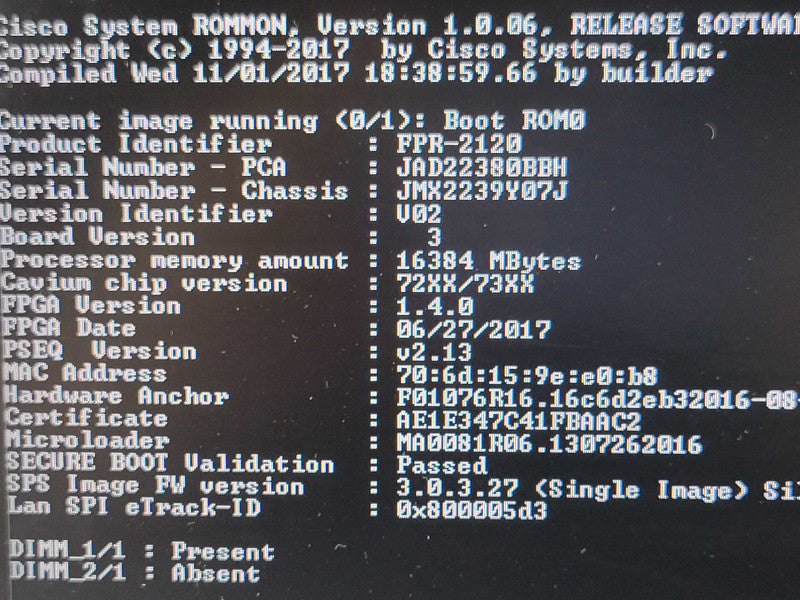 Cisco FPR-2100 Firewall Security Appliance w/ 100GB SSD, READ _