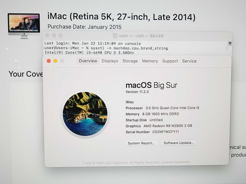 Apple iMac Retina 5K 2014 27\\" Core i5-4690 @ 3.5GHz 8GB DDR3 128GB SSD + 1TB HDD Radeon R9 M290x 2GB (
