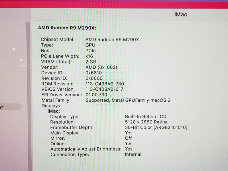 Apple iMac Retina 5K 2014 27\\" Core i5-4690 @ 3.5GHz 8GB DDR3 128GB SSD + 1TB HDD Radeon R9 M290x 2GB (
