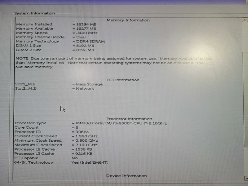 Dell OptiPlex 3060 USFF i5-8500T @ 2.10GHz 16GB DDR4 256GB M.2 !
