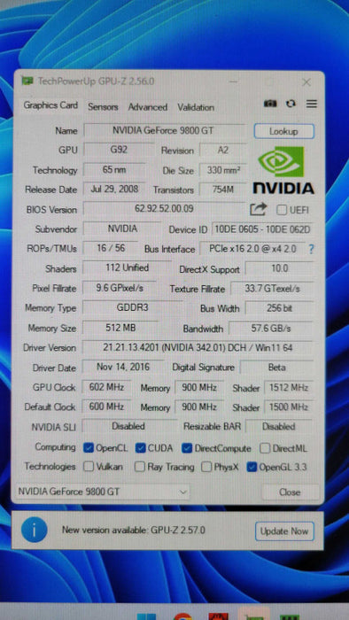 Nvidia GeForce 9800GT 512MB PCIE %