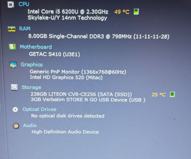 Getac S410 TOUCH Rugged Laptop i5-6200U 8GB RAM 256GB SSD BIOS Locked READ!