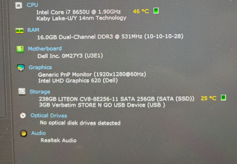 DELL LATITUDE 5290 2-in-1 i7-8650U@1.9GHz 16GB RAM 256GB SSD No Keyboard READ