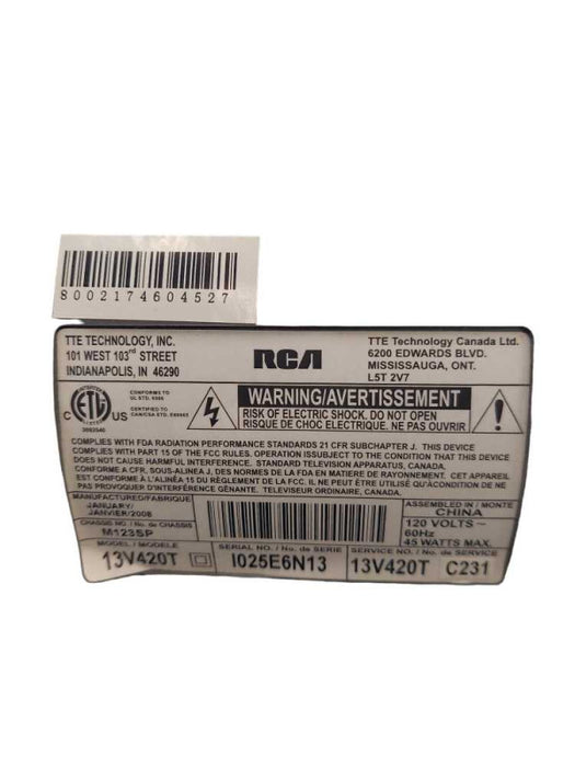 RCA CRT Television Model: 13V420T â