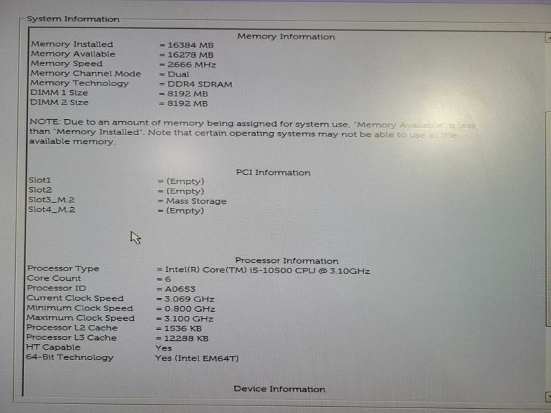 Dell OptiPlex 3080 Core i5 - 10500 CPU @ 3.10GHz 16GB DDR4 Ram 256 NVMe !