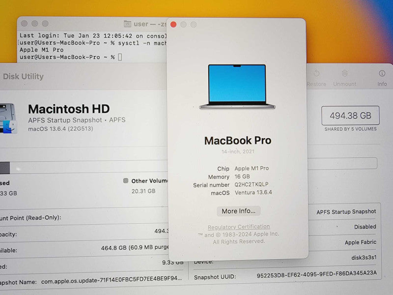 Apple Macbook Pro 2021 14\\" Chip M1 Pro 16GB Ram 500GB SSD [A2442 - Read] (