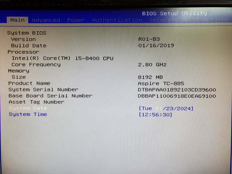 Acer Aspire TC-885 Desktop Tower i5-8400 8GB DDR4 NO HDD @
