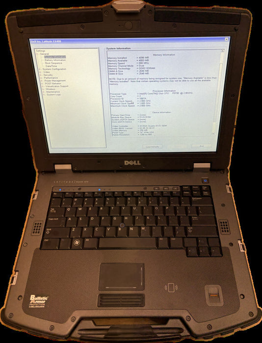 DELL LATITUDE E6400 XFR RUGGED P9700 Core 2 Duo@2.8GHz  4GB RAM No HDD READ!