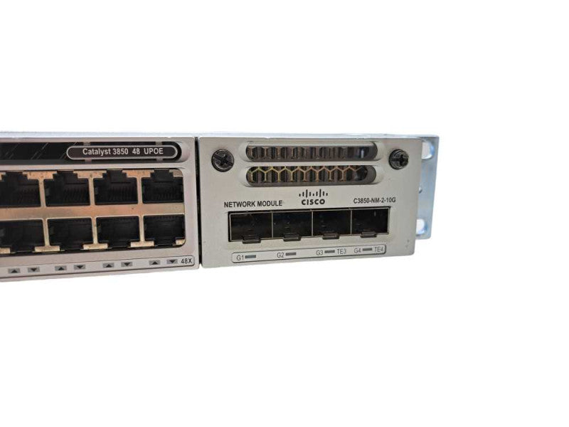 Cisco WS-C3850-48U-S | 48 Port Gigabit UPoE Switch + C3850-NM-2-10G Module )