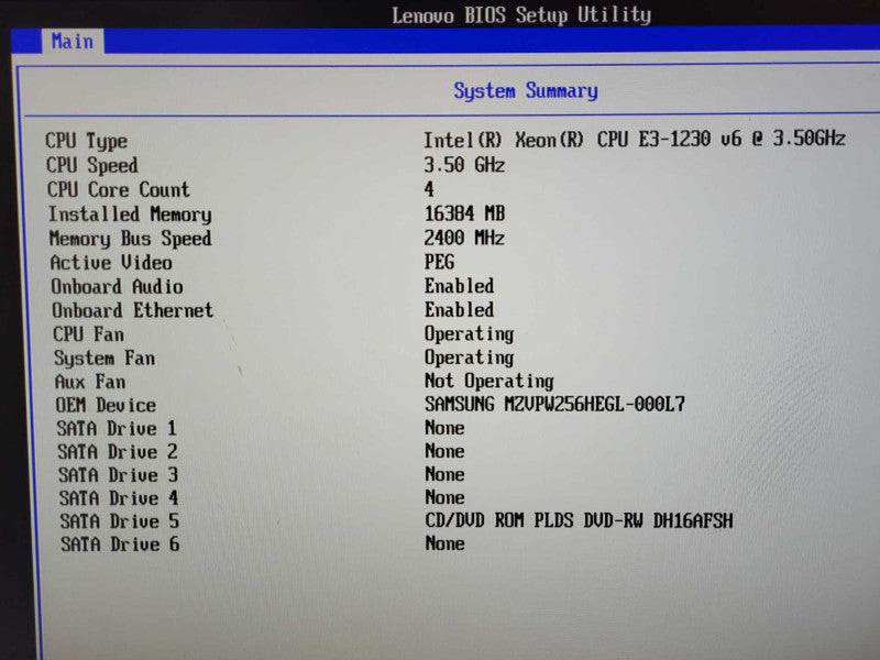 Lenovo ThinkStation P320 Tower Xeon E3-1230 v6 @ 3.5GHz 16GB DDR4 256GB M.2 $
