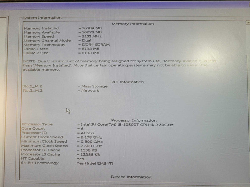 Dell OptiPlex 3080 USFF i5-10500T @ 2.30GHz 16GB DDR4 256GB M.2 !