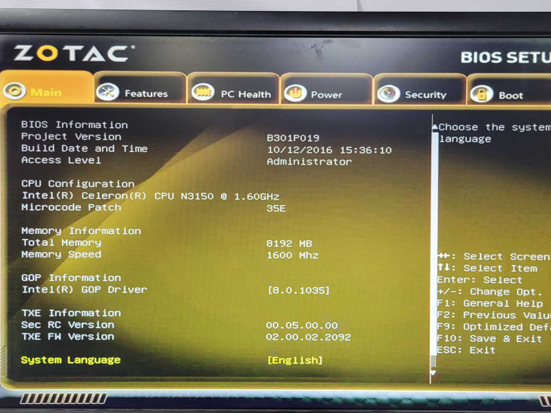 Zotac Mini PC Celeron N3150 1.6GHz, 8GB RAM, 250GB SSD w/ Toshiba Power adapt Q_