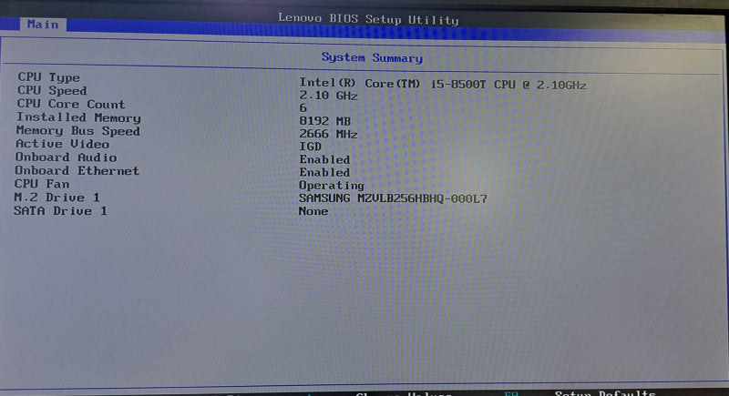 Lenovo M920q USFF Desktop | i5-8500T @ 2.10GHz 8GB DDR4 256GB M.2 + Adapter )