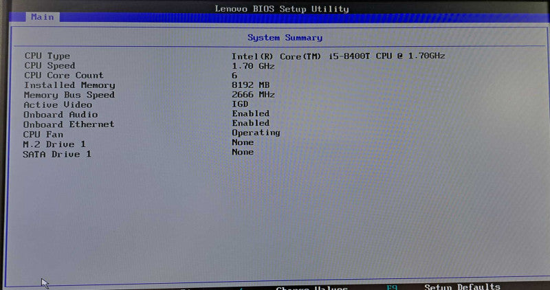 Lenovo M720q USFF Desktop | i5-8400T @ 1.70GHz 8GB DDR4 No HDD/OS )