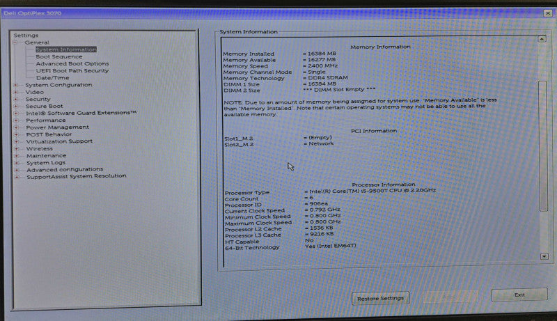 Dell OptiPlex 3070 USFF i5-9500T @ 2.20GHz 16GB DDR4 WiFi + Adapter )