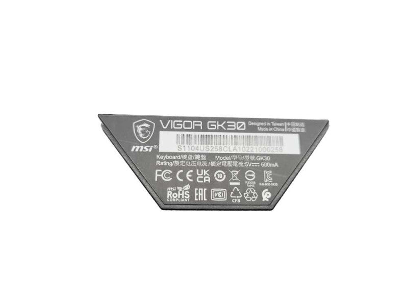 MSI Vigor GK30 USB Wired Gaming Keyboard with RGB Backlight and Water Repelle %
