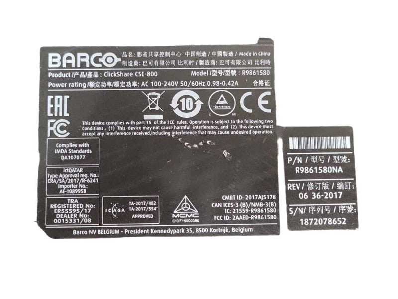 Barco ClickShare CSE-800 Wireless Presentation System, 4x Buttons, 2x Antenna Q_