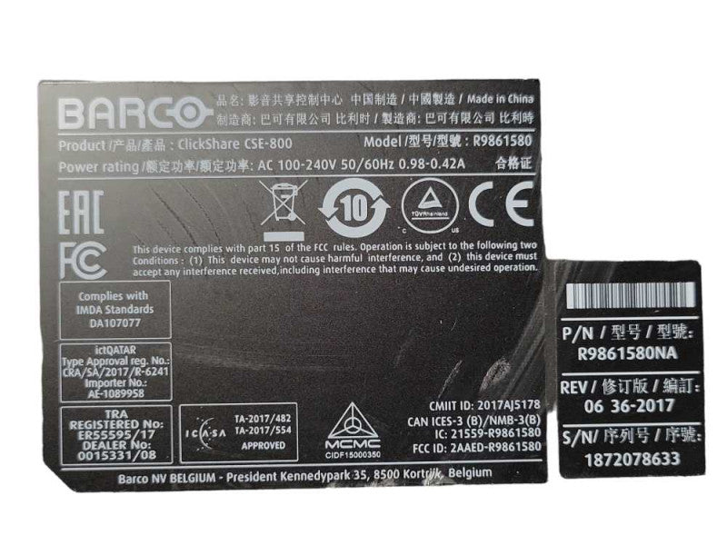 Barco ClickShare CSE-800 Wireless Presentation System, 4x Buttons, 2x Antenna Q_