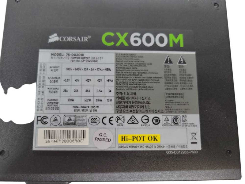 Corsair CX600M - 600W Semi-Modular PSU %