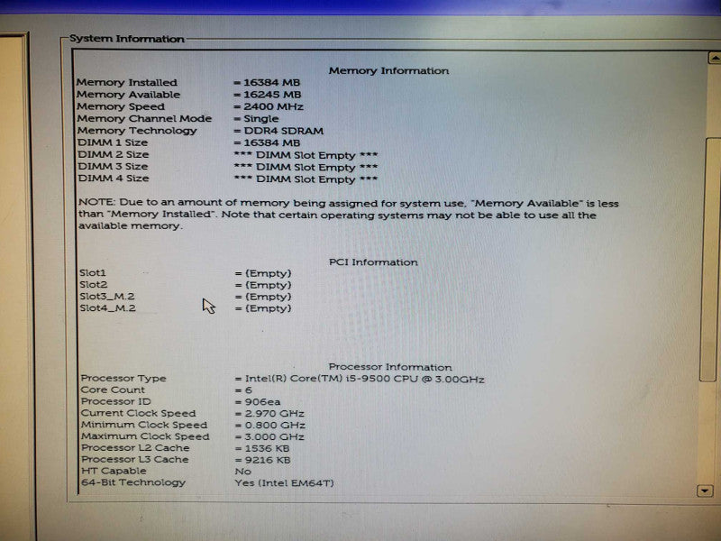 Dell OptiPlex 7070 SFF Desktop i5-9500 8GB RAM NO HDD Q@