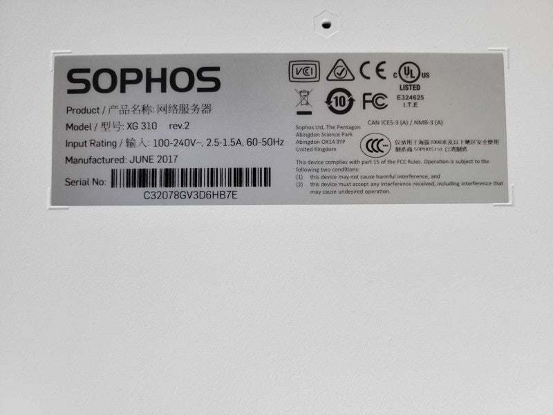 Sophos XG 310 rev.2 Security Firewall Appliance, READ Q_