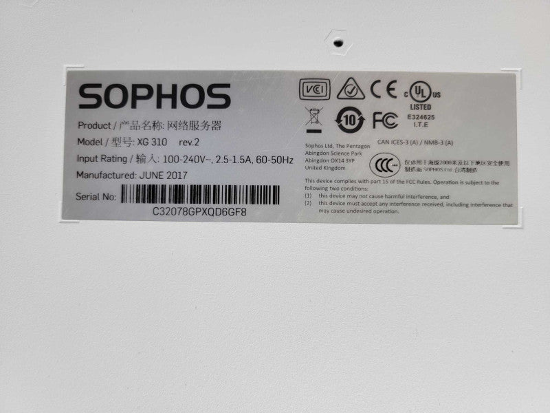 Sophos XG 310 rev.2 Security Firewall Appliance, READ Q_