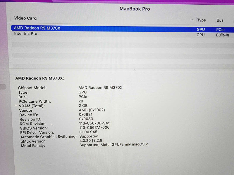 Apple Macbook Pro Retina 2015 15\\" Core 7-4870HQ @ 2.5GHz 16GB DDR3 1TB SSD Radeon R9 M370X 2GB (