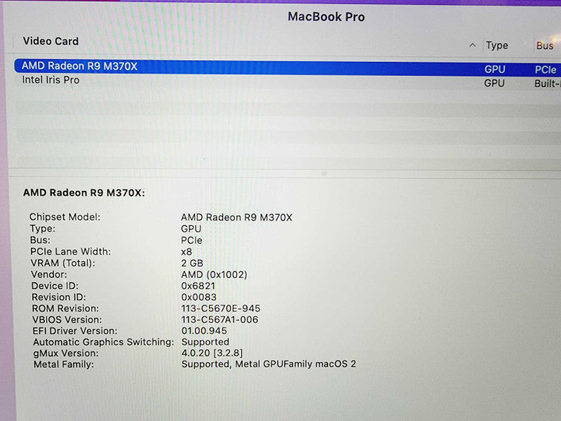 Apple Macbook Pro Retina 2015 15\\" Core i7-4980HQ @ 2.8GHz 16GB DDR3 500GB SSD Radeon R9 M370x 2GB [Read] (
