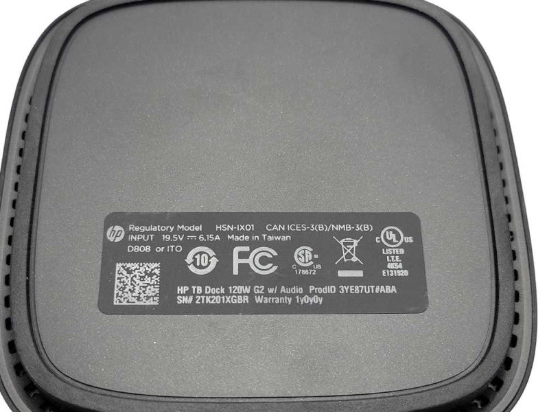 HP TB Dock 120W G2 w/ Audio 3YE87UT#ABA with Power Adapter _