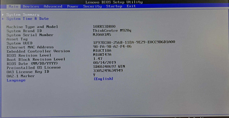 Lenovo M920q USFF Desktop | i5-8500T @ 2.10GHz 16GB DDR4 256GB M.2 +Adapter )