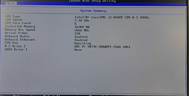 Lenovo M920q USFF Desktop | i5-8500T @ 2.10GHz 16GB DDR4 256GB M.2 +Adapter )