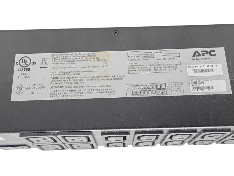 APC AP7811 208V Metered Rack Power Distribution Unit Q_
