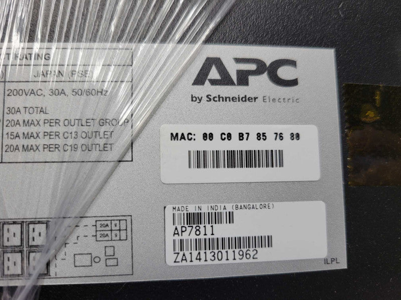 APC AP7811 208V Metered Rack Power Distribution Unit Q_