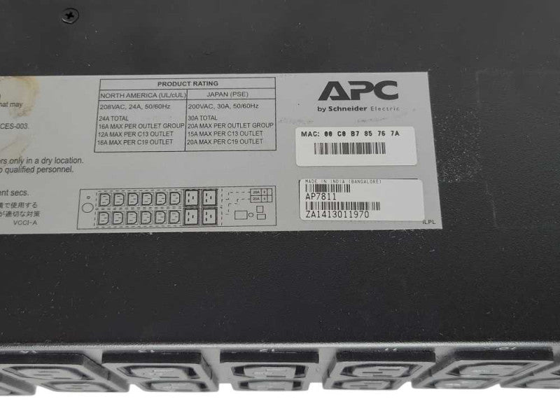 APC AP7811 208V Metered Rack Power Distribution Unit Q_