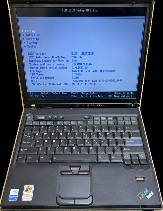 IBM ThinkPad T42 Vintage Laptop Pentium M @1.8GHz 512MB RAM No HDD No OS