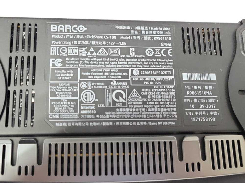 Barco ClickShare CS-100 Wireless Presentation System w/ 1x Button and power a _