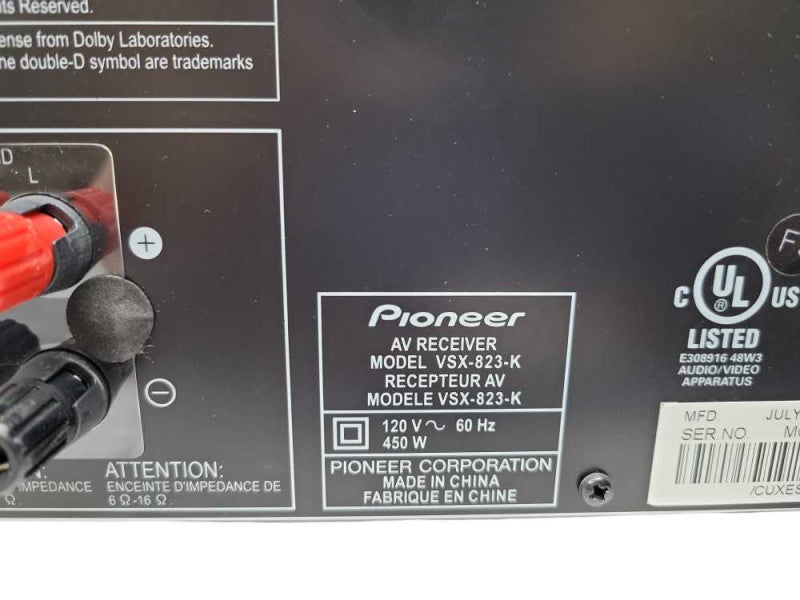 Pioneer VSX-823-K - 5.1 Ch 4K Ultra HD UHD Reciever %