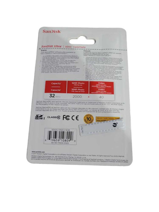 SanDisk Ultra SD Card 32GB SDHC UHS-I Flash Memory Class 10 for HD Camera !