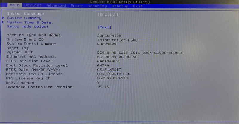 Lenovo TS P500 Workstation | Xeon E5-1603 v3 @ 2.80GHz 64GB DDR4 Quadro K420 )