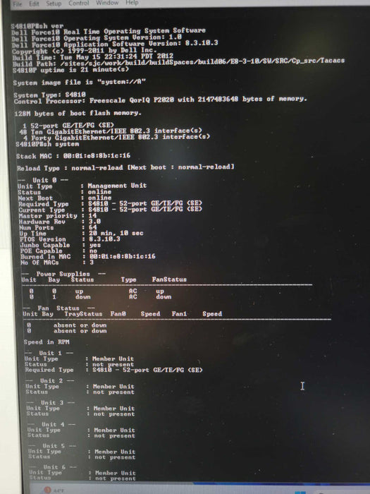 Dell Force10 S4810P-AC-R 48 Port 10GbE 2x 40GbE Switch 2x PSU, Factory reset _