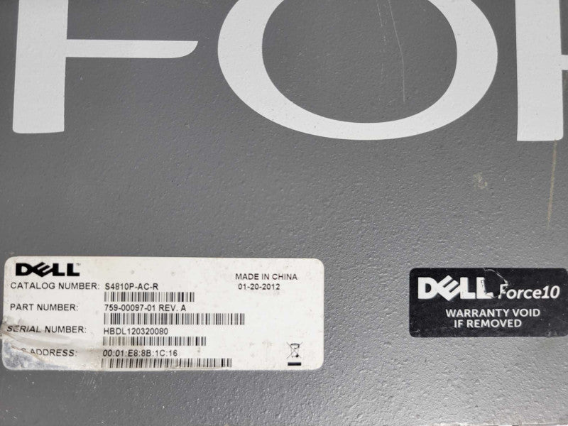 Dell Force10 S4810P-AC-R 48 Port 10GbE 2x 40GbE Switch 2x PSU, Factory reset _