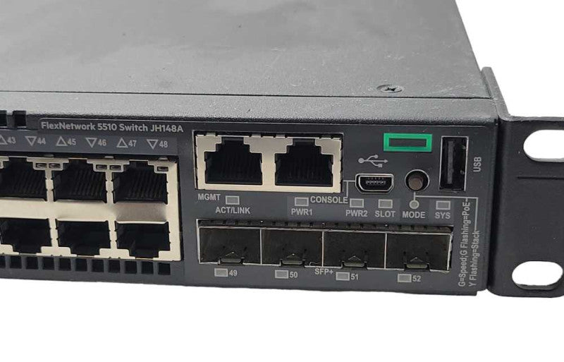 HPE FLEX NETWORK 5510 JH148A 48x Gig PoE + 4x SFP 10GbE, 2x PSU, READ _